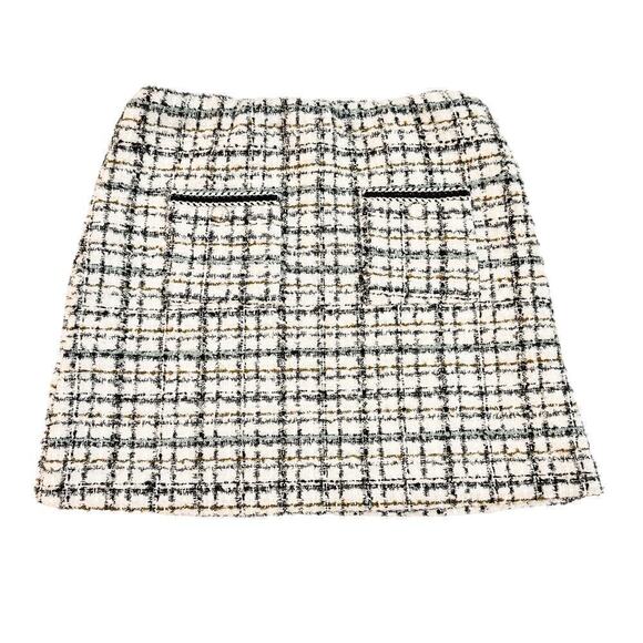House of Harlow 1960 White Tweed Metallic Woven Mini Skirt Size S - Picture 1 of 6